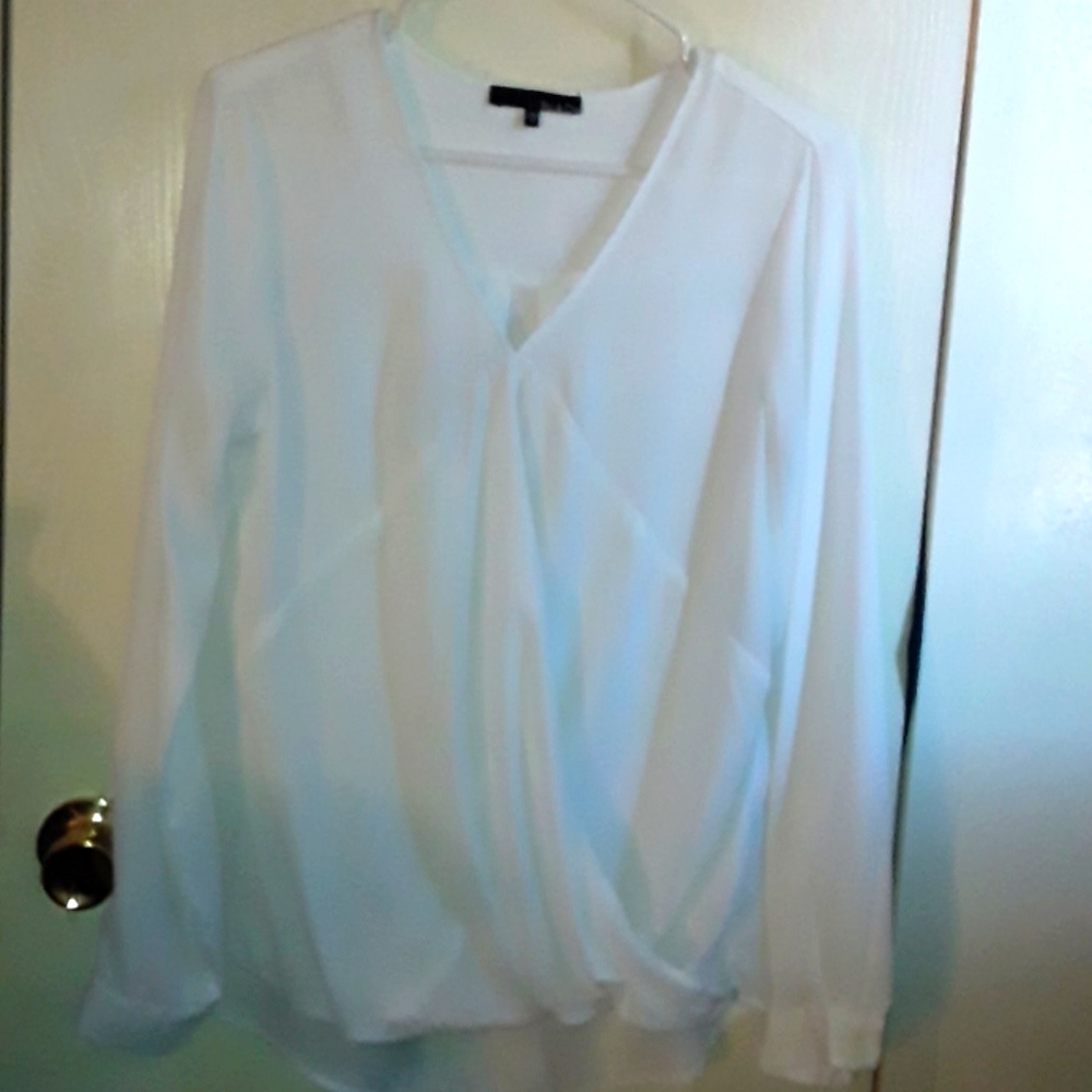 Women's white sheer long sleeve blouse